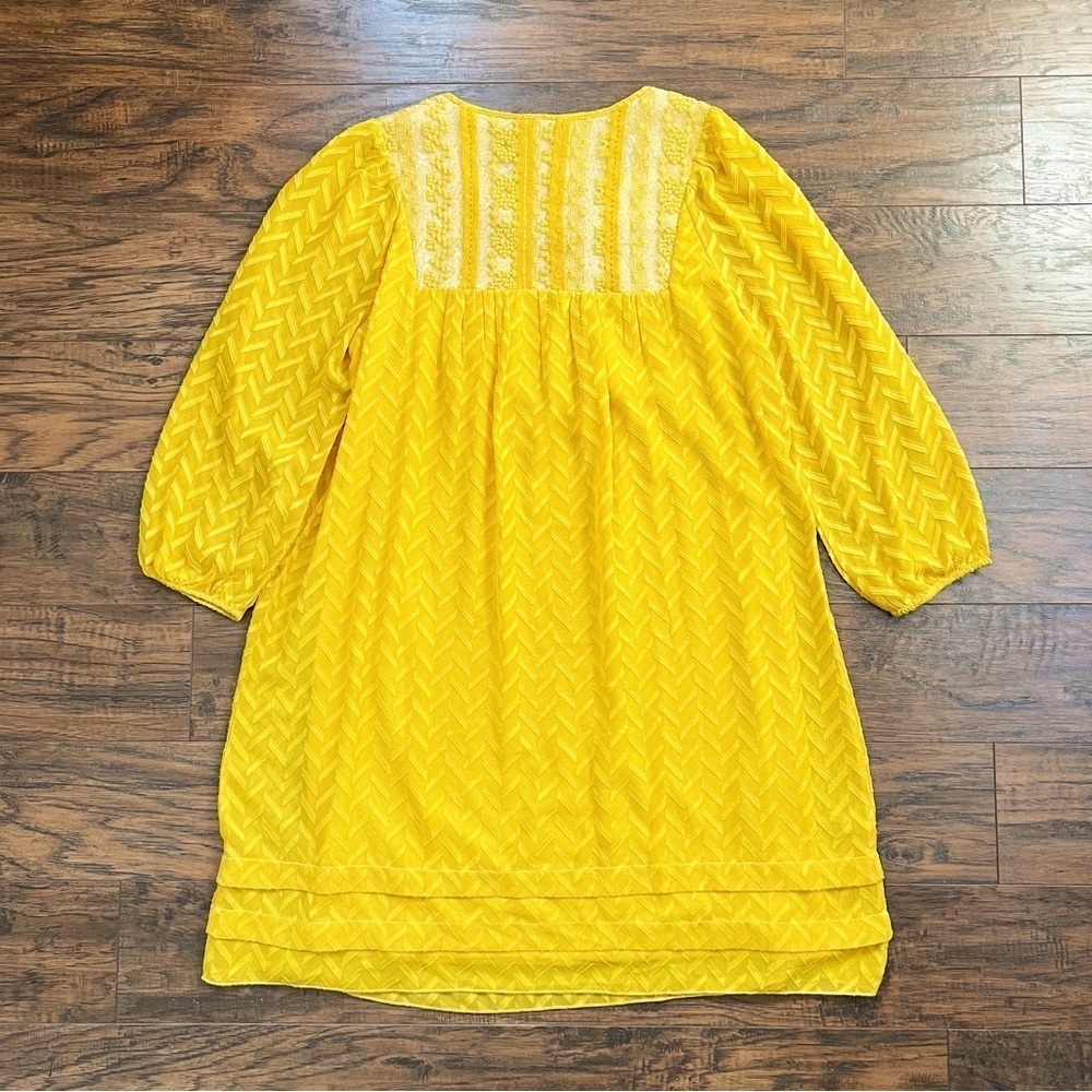 One September • Anthropologie Anwen Peasant Dress mini swing Maize gold yellow - Picture 10 of 12